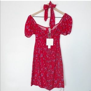 Rat & Boa, red bustier button down floral mini dress brand new with tags.
